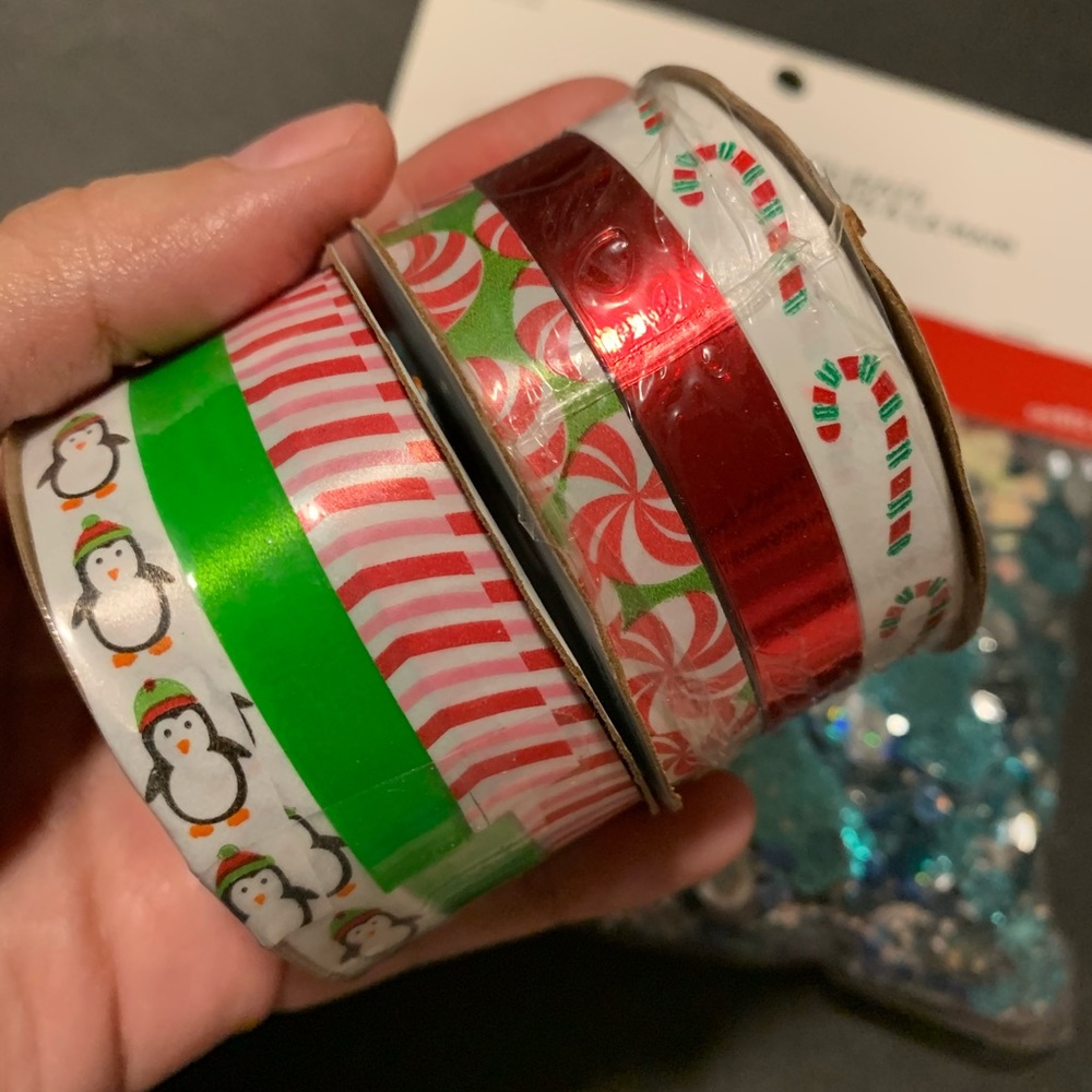 Christmas Blue Sequins & Ribbon - Picture 2 of 2
